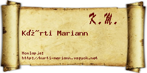 Kürti Mariann névjegykártya