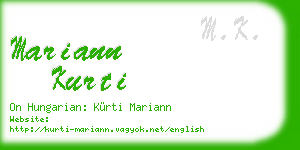 mariann kurti business card